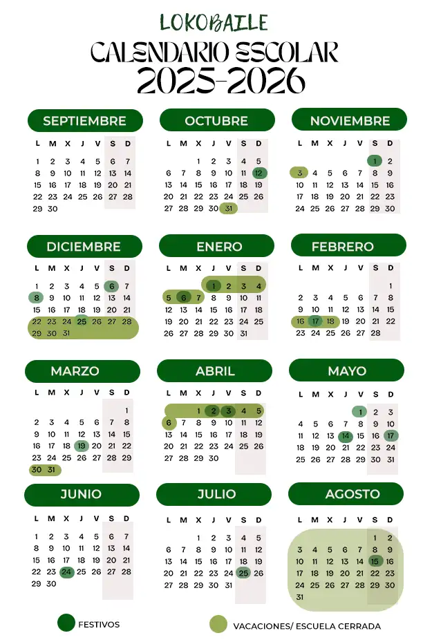 calendario niños
